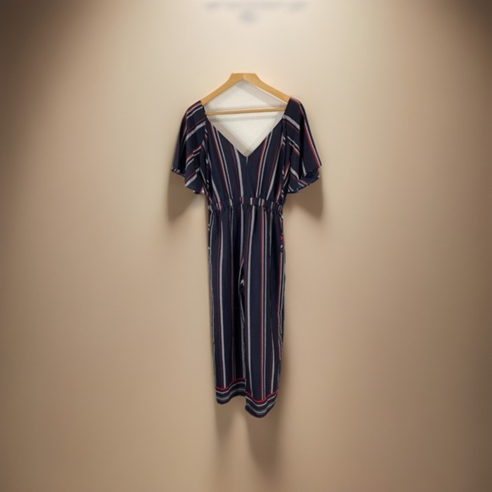 Retro Hint Of Blush‎ jumpsuit M  flutter sleeve cinch waist Wide Leg